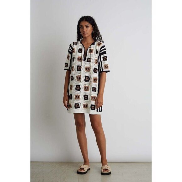 ELEVEN SIX Tia Tunic in White/Black/Nude Size Medium/Large - Picture 2 of 16